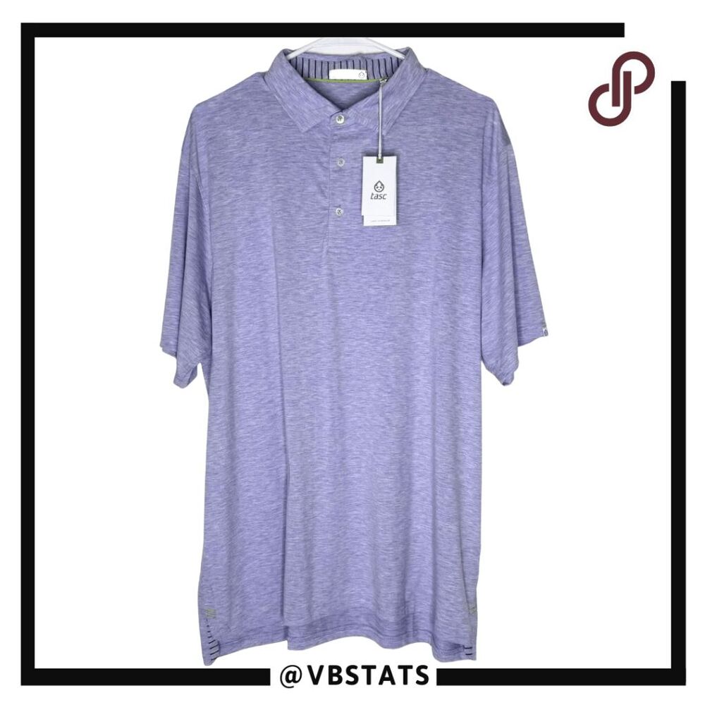Tasc Performance Men's Short Sleeve Cloud Polo Shirt‎ Lavender Heather Size XL